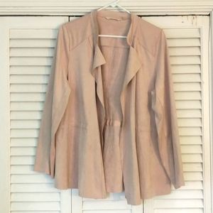 Soft Surroundings Blossom Faux Suede Cardigan Jacket w/Inner Drawstri…